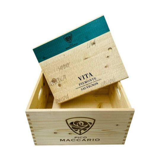 Cassetta Legno VUOTA Pico Maccario Piemonte Sauvignon VITA da 6 Bottiglie