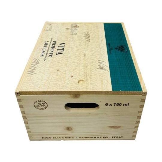 Cassetta Legno VUOTA Pico Maccario Piemonte Sauvignon VITA da 6 Bottiglie