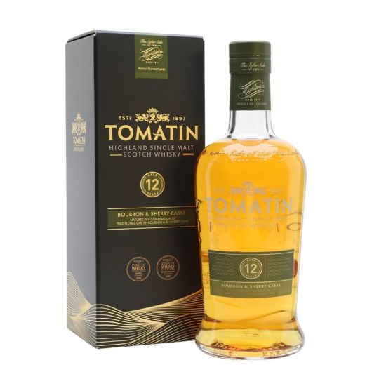 Tomatin Distillery - Single Malt Scotch Whisky Bourbon & Sherry Casks 12 y 0,70 lt. + Box