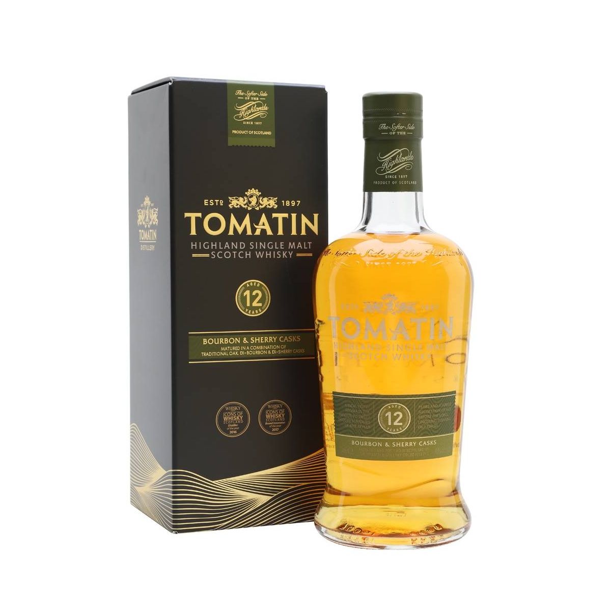 Tomatin Distillery - Single Malt Scotch Whisky Bourbon & Sherry Casks 12 y 0,70 lt. + Box