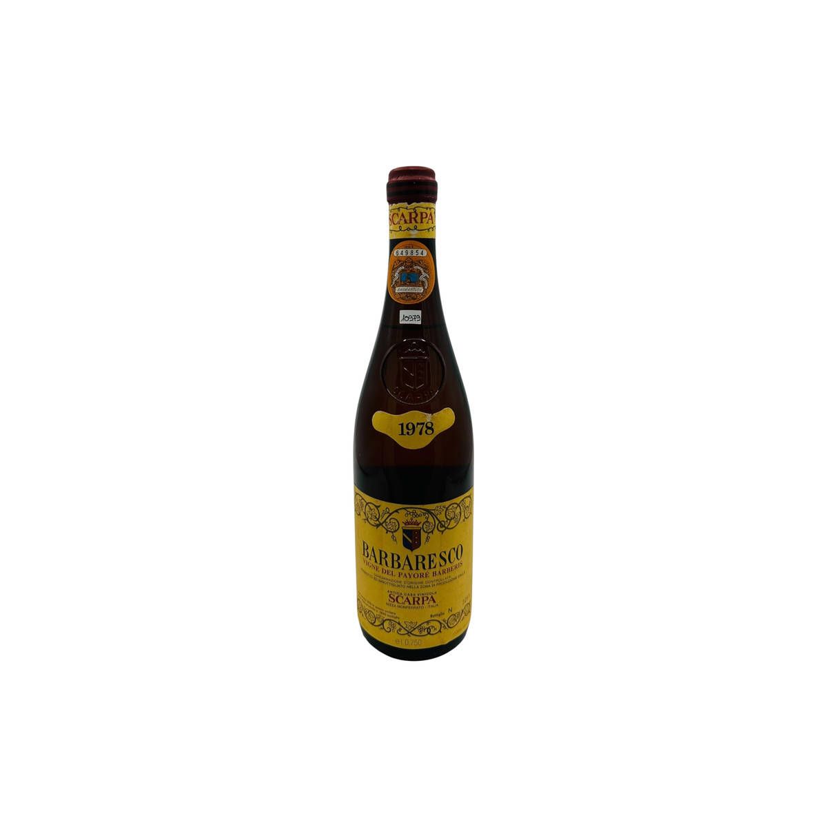 Vintage Bottle - Scarpa Barbaresco DOC Vigne del Payoré Barberis 1978 0,75 lt. CLEAR COLOR - COD. 10979