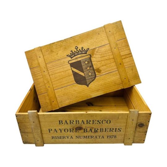 Cassetta Legno VUOTA Scarpa Barbaresco Payore Barberis Riserva 1978 da 12 bottiglie