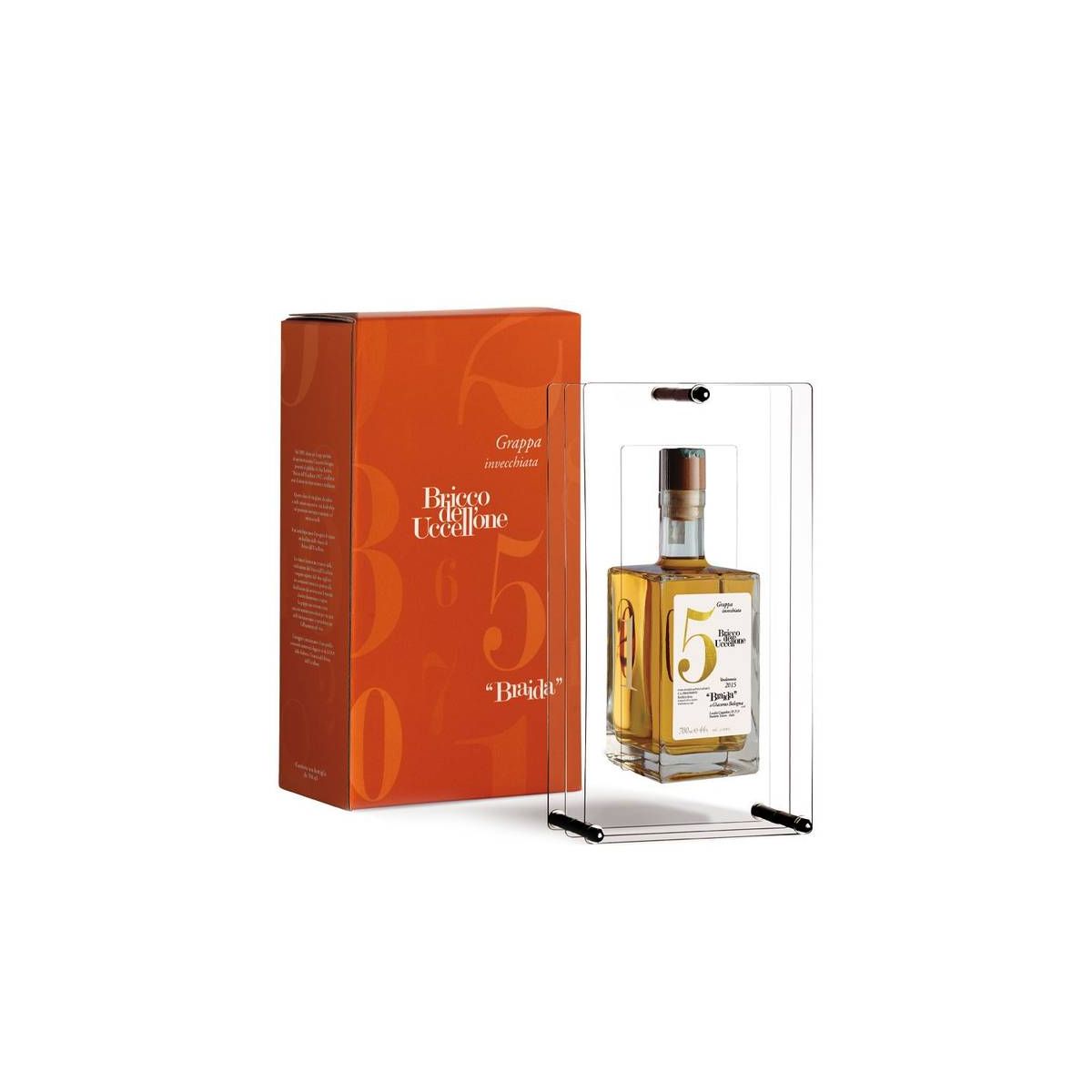 Braida Giacomo Bologna - Grappa Invecchiata Bricco dell'Uccellone in PlexiGlass 0,70 lt.