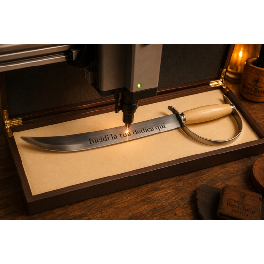 Sciabola da Sommelier in cassa legno + Incisione Laser Personalizzata - Enoteca Bevi Bene