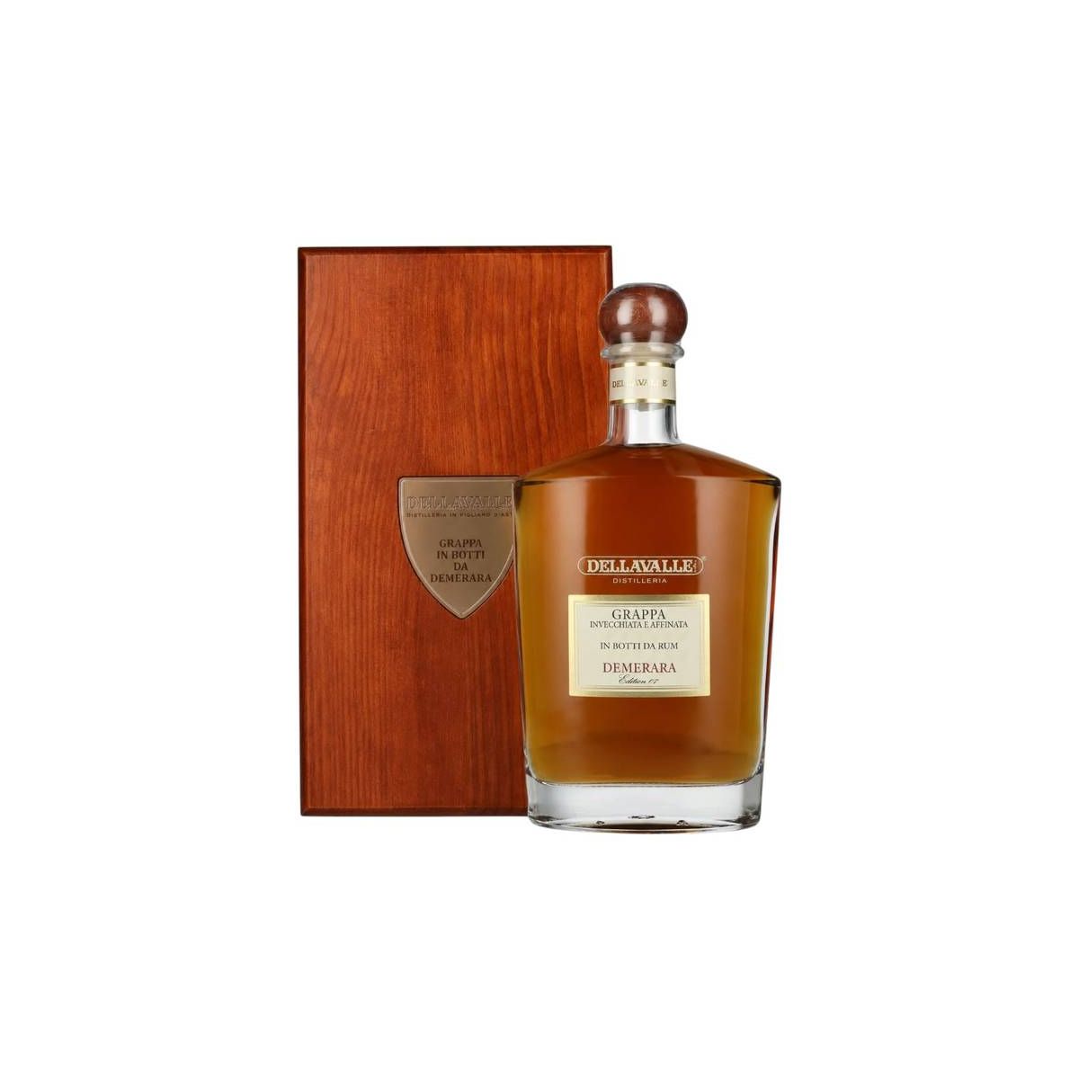 Distilleria Dellavalle - Grappa Içnvecchiata Affinata in Botti da Rum Demerara 0,70 lt. + Box Legno