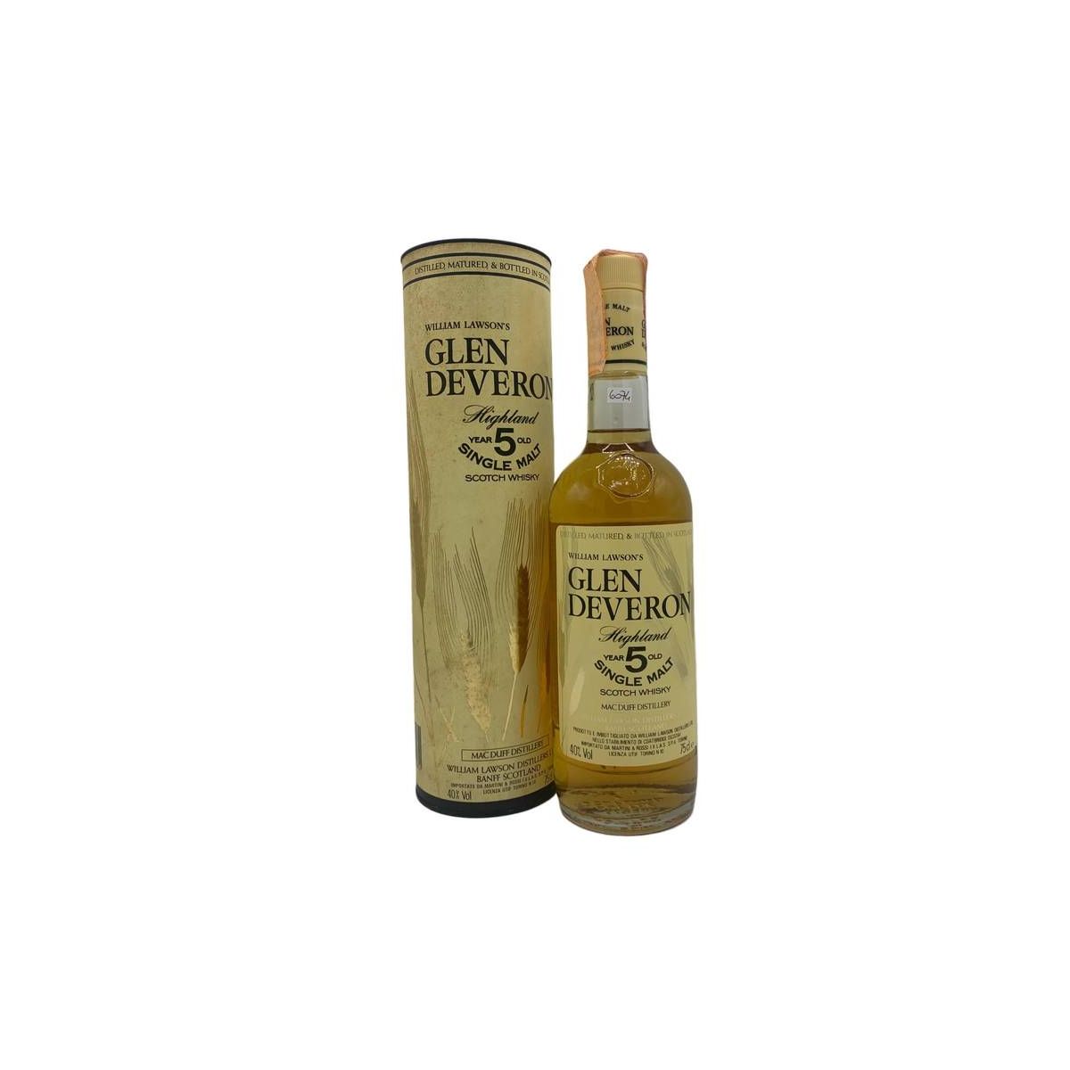 William Lawson's - Highland Single Malt Scotch Whisky Glen Deveron 5 y 0,75 lt. + Box Martini & Rossi import - COD. 6074
