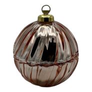 Iliadis Decoration - Porta Oggetti Pallina di Natale in vetro rosa