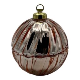 Iliadis Decoration - Porta Oggetti Pallina di Natale in vetro rosa