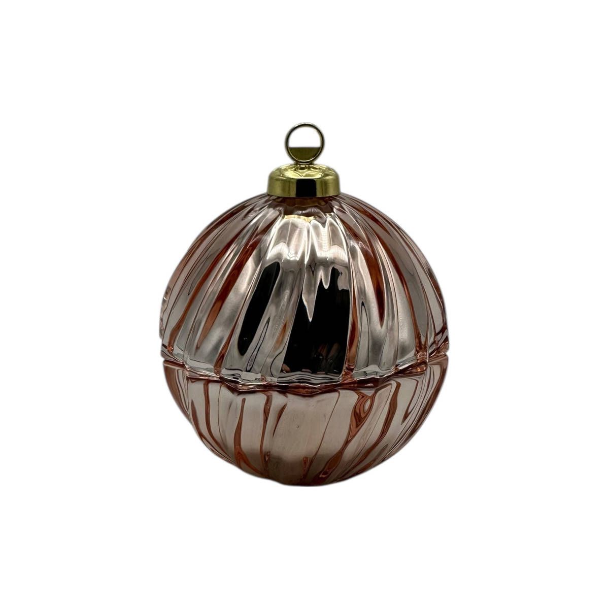 Iliadis Decoration - Porta Oggetti Pallina di Natale in vetro rosa