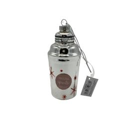 Werner Voss - Decorazione Natalizia per Albero di Natale Glass Pendant Shaker Silver 11x4.5 cm (1 pz.)