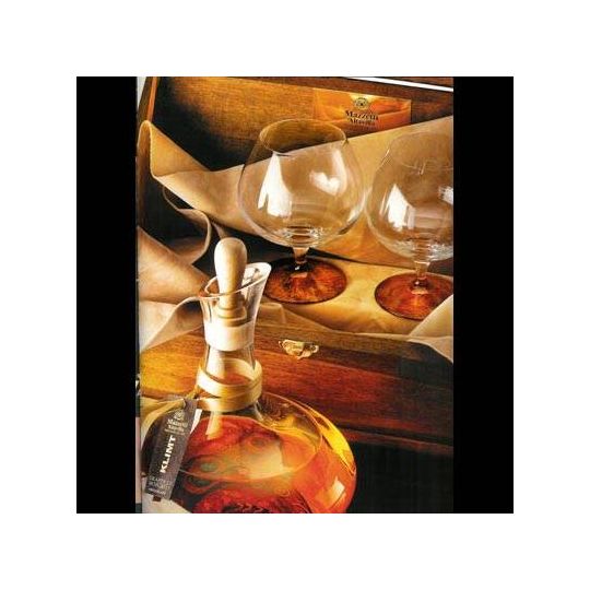 Mazzetti d'Altavilla - Grappa invecchiata in Decant'art dipinto a mano Gustav Klimt + 2 Calici Ballon 0,70 lt. + Box Legno