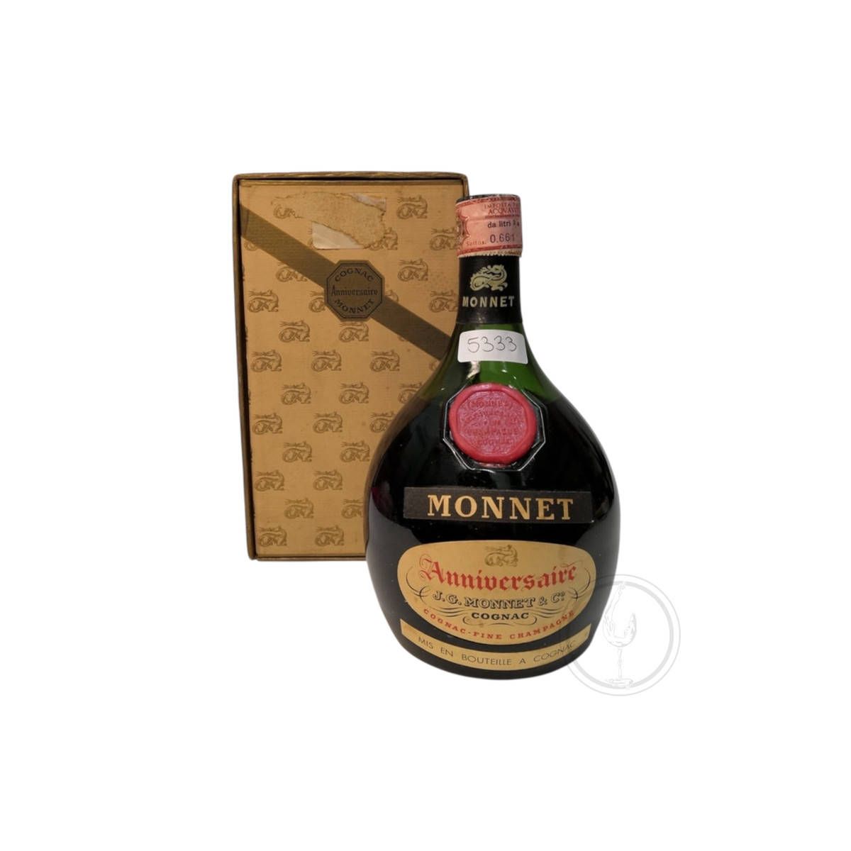 Vintage Bottle - J.G. Monnet & C. Cognac Fine Champagne Anniversaire 0,75 lt. + Box - COD. 5333
