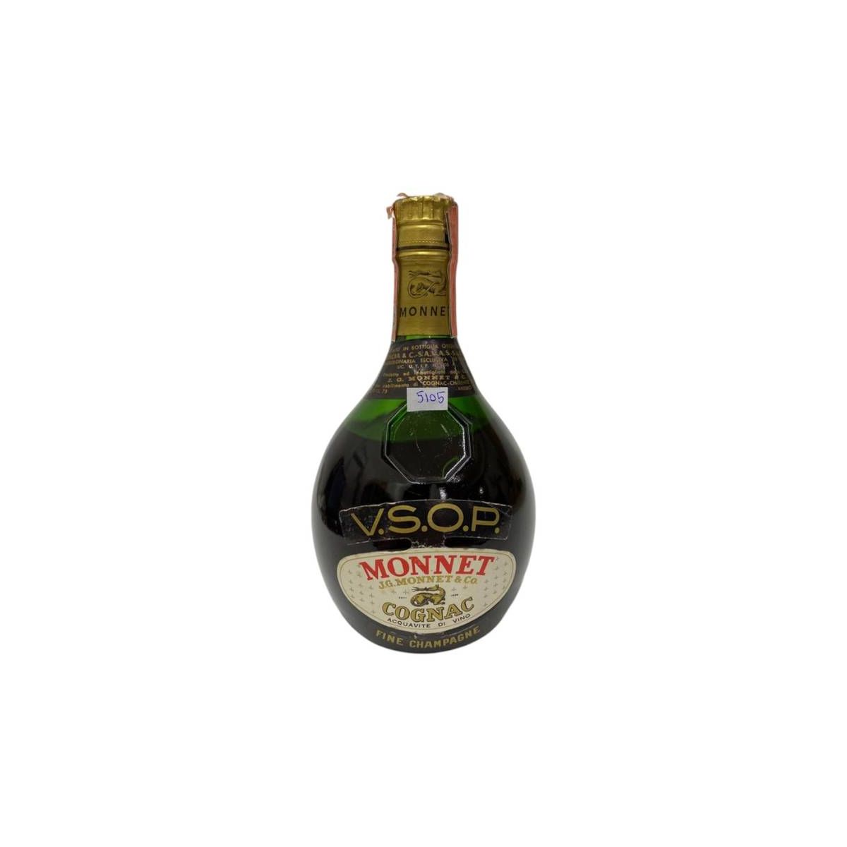 Vintage Bottle - J.G. Monnet Cognac Acquavite di Vino Fine Champagne VSOP 40.0° 0,73 lt. LOW LEVEL - COD. 5105