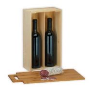 Renoir - Cassetta legno porta 2 bottiglie + tagliere (cassa vuota)