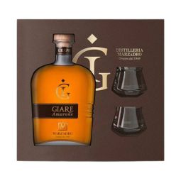 Marzadro - Confezione Moderna con Grappa Riserva di Amarone Giare + 2 Calici  0,70 lt.
