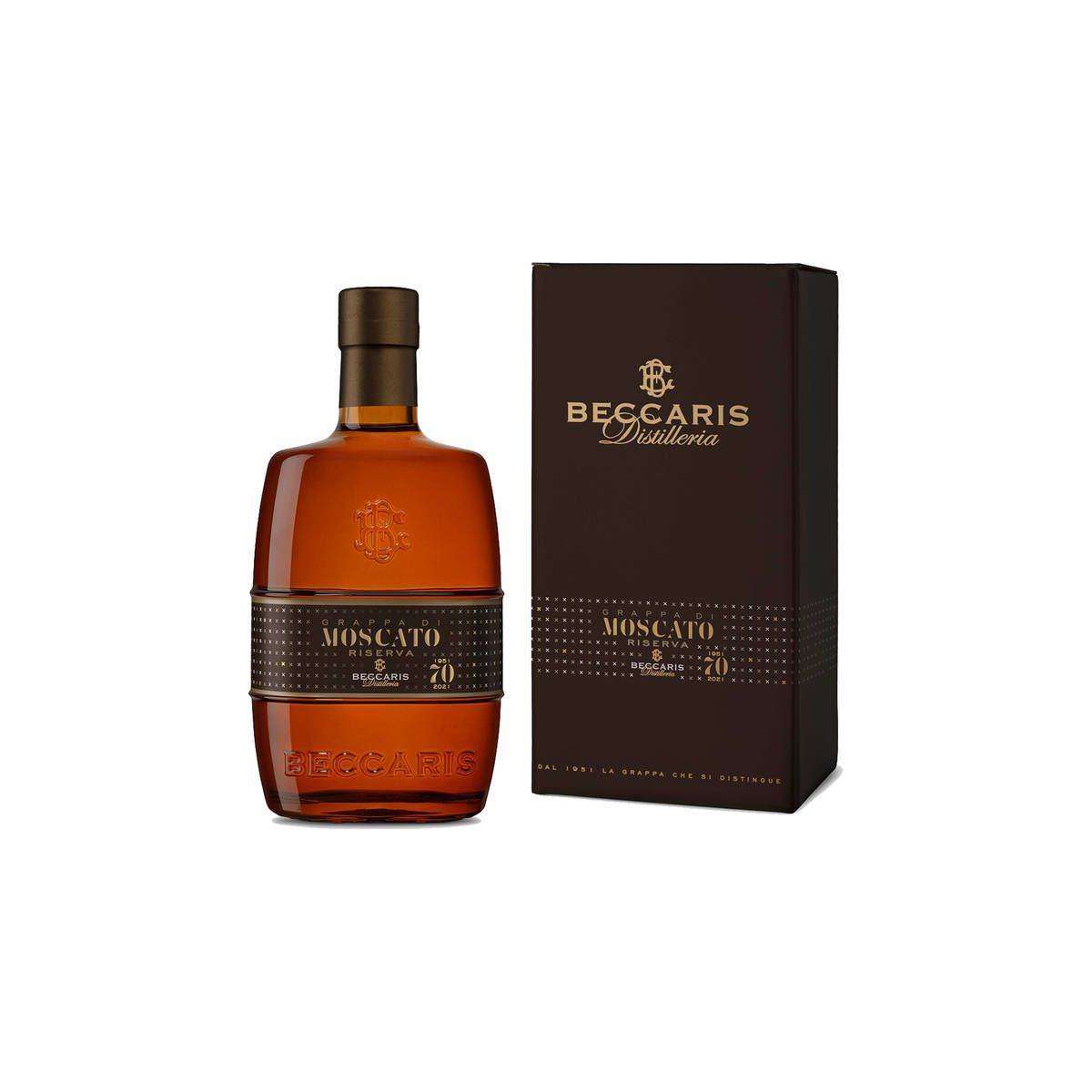Beccaris - Linea Stravecchia Grappa Moscato Riserva Anniversario 70 anni 0,70 lt. + Box