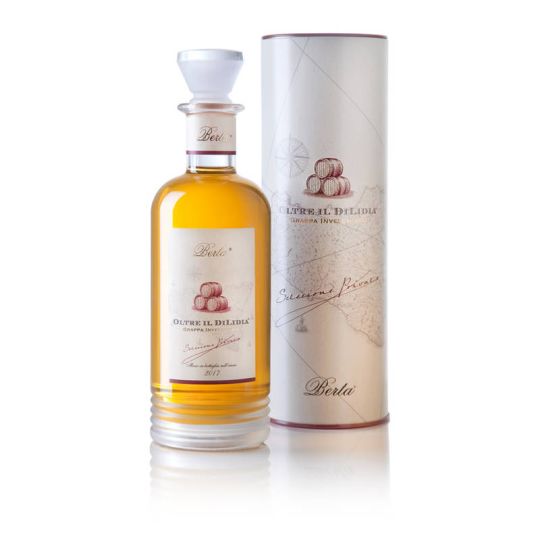 Berta - Grappa Invecchiata in Botti di Marsala Oltre il Dilidia 0,70 lt. + Box Latta