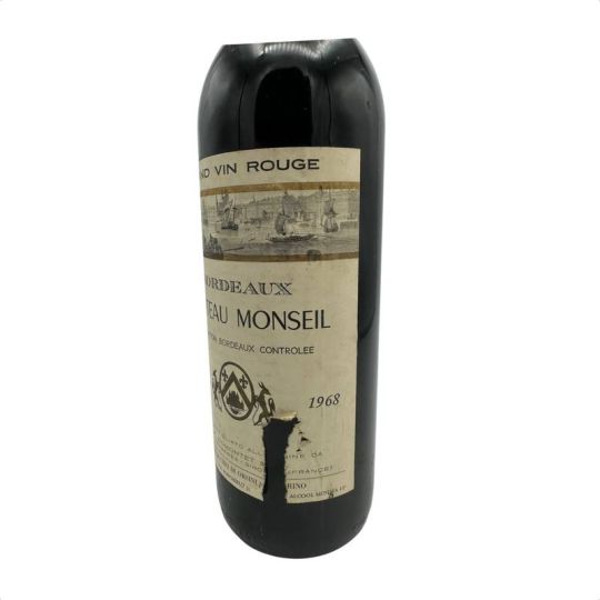Vintage Bottle - Chateau Monseil Bordeaux 1968 0,75 lt. RUINED LABEL - COD. 11468