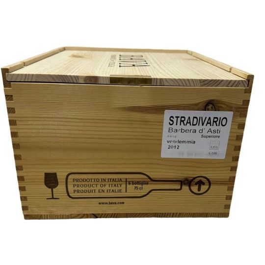 Cassetta Legno VUOTA Bava Barbera d'Asti Superiore Stradivario da 6 bottiglie