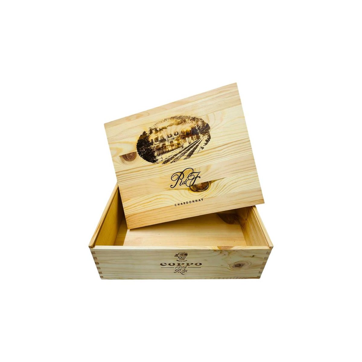 Cassetta Legno VUOTA Coppo Chardonnay Riserva della Famiglia da 3 bottiglie