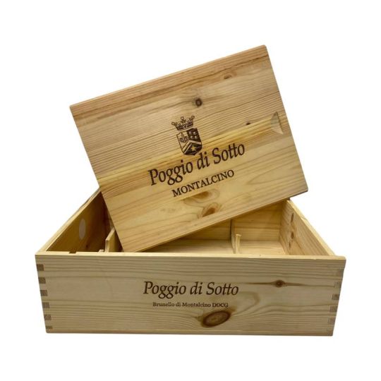 Cassetta Legno VUOTA Poggio di Sotto Brunello di Montalcino da 3 Bottiglie