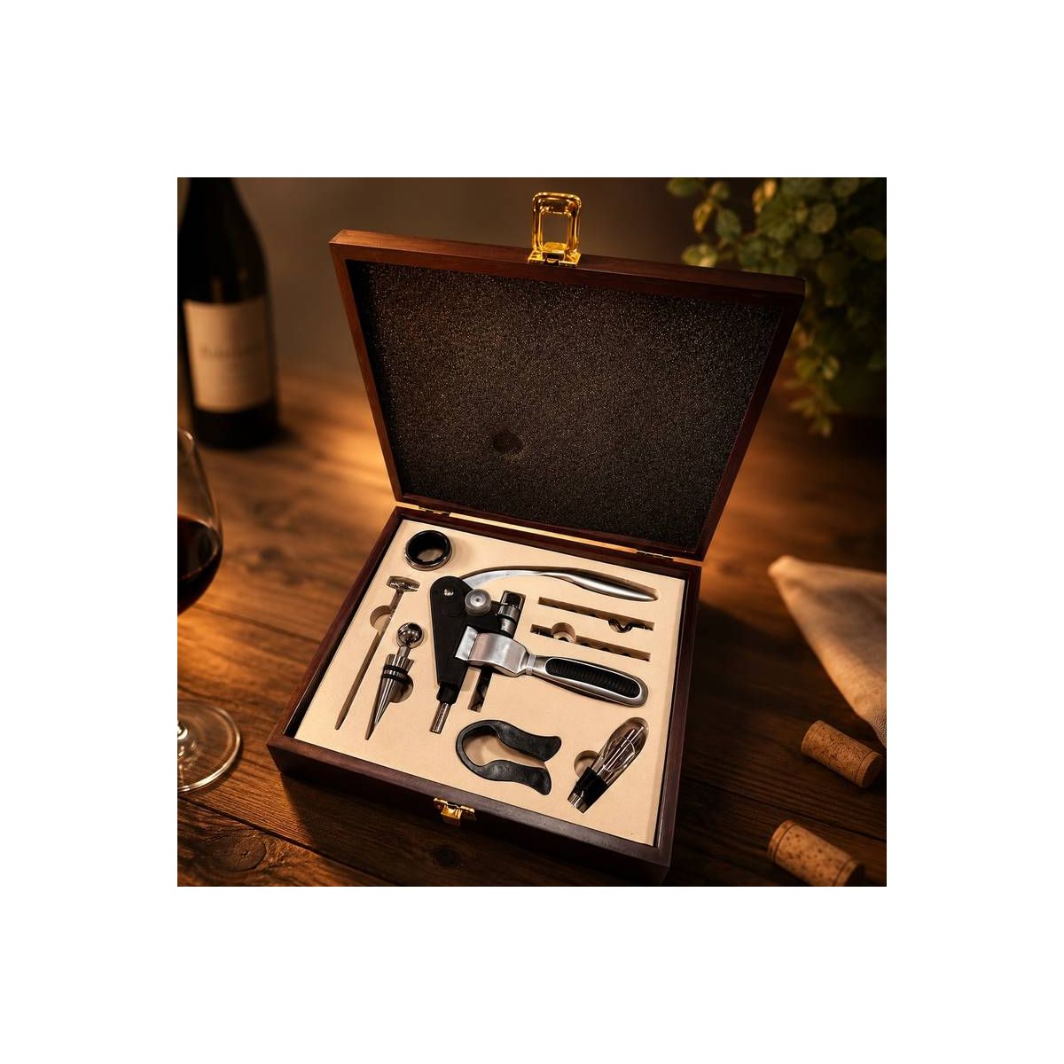 Set Cavatappi Professionale con accessori + Box Legno - Enoteca Bevi Bene