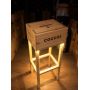 Tavolino Artigianale Illuminato a LED in Legno Realizzato con Cassetta da Vino Cocchi