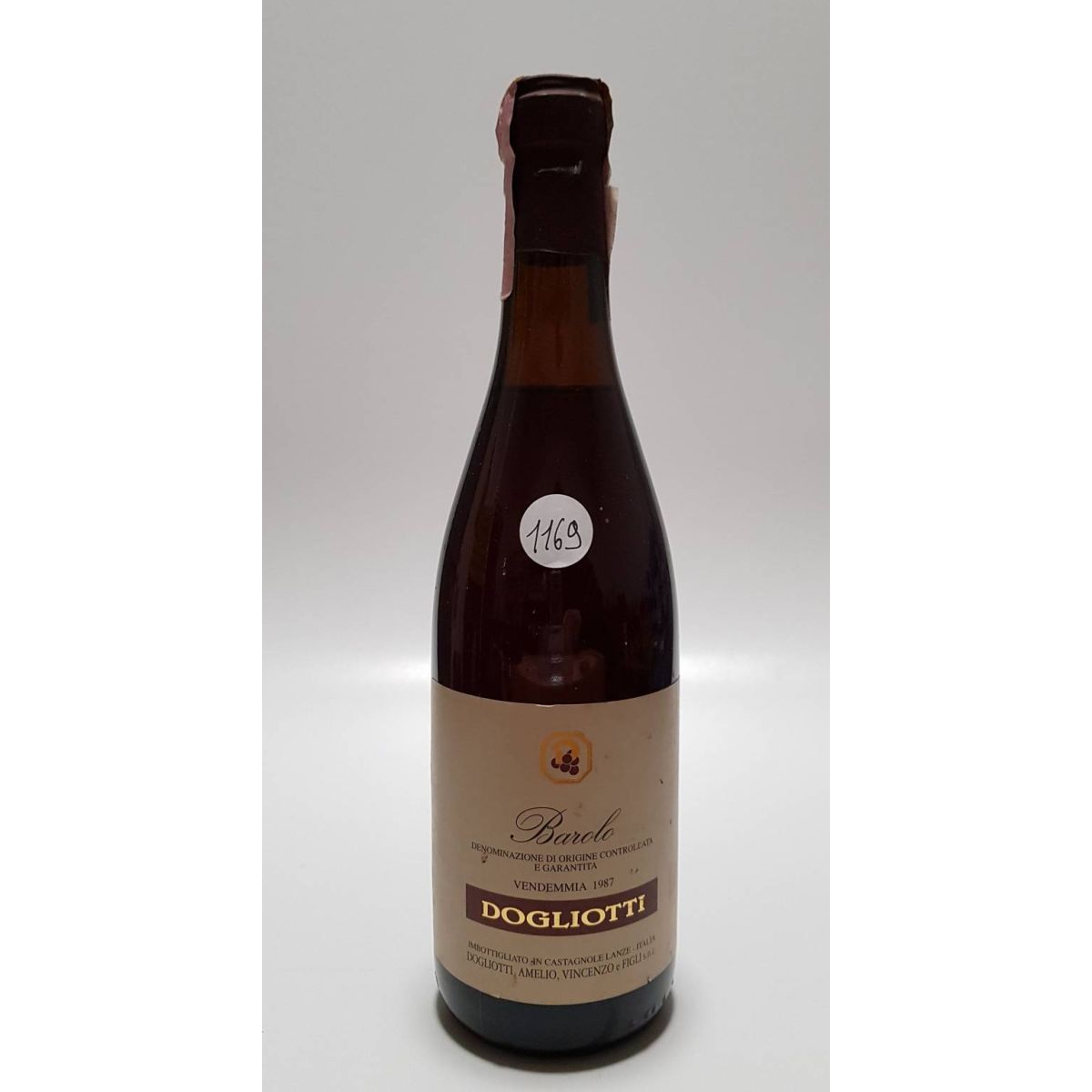 Vintage Bottle - Dogliotti Barolo 1987 CLEAR COLOR 0,75 lt. - COD. 1169