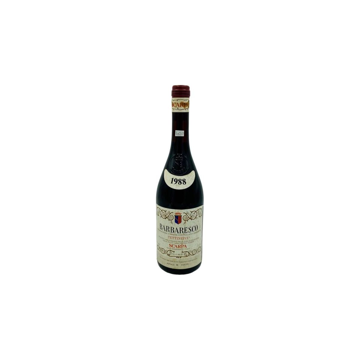 Vintage Bottle - Scarpa Barbaresco DOCG "Tettineive" 1988 0,75 lt. - COD. 4120 - Enoteca Bevi Bene