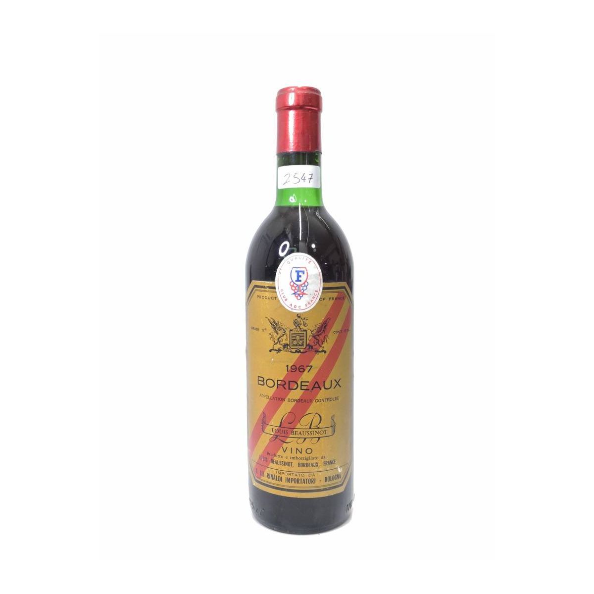 Vintage Bottle - Louis Beaussinot Bordeaux 1967 0,75 lt. - COD. 2547
