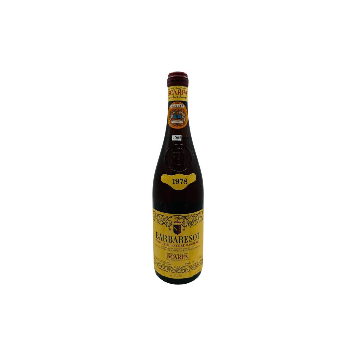 Vintage Bottle - Scarpa Barbaresco DOC "Vigne del Payoré Barberis" 1978 0,75 lt. CLEAR COLOR - COD. 10973 - Enoteca Bevi Bene