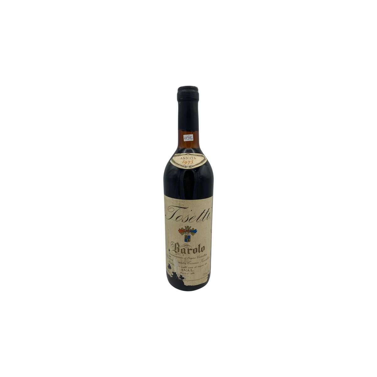 Vintage Bottle - Tosetti Barolo Riserva Speciale DOC Cascina Zoccolaio 1975 0,75 lt.  RUINED LABEL - COD. 11516
