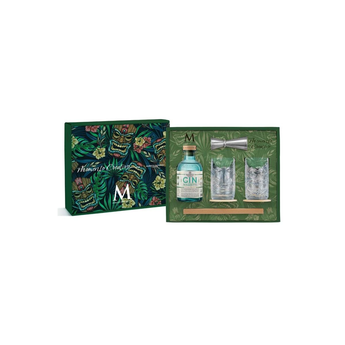 Mazzetti d'Altavilla - London Dry Gin Mazzetti + 2 Tumbler Tiki + Jigger + Cannucce metallo "Momento Creativo" 0,50 lt. - Enoteca Bevi Bene