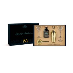 Mazzetti d'Altavilla - Kit Momento Martini Tasting Experience con Gin Black Edition + 2 Calici Martini + Shaker + Strainer - Enoteca Bevi Be