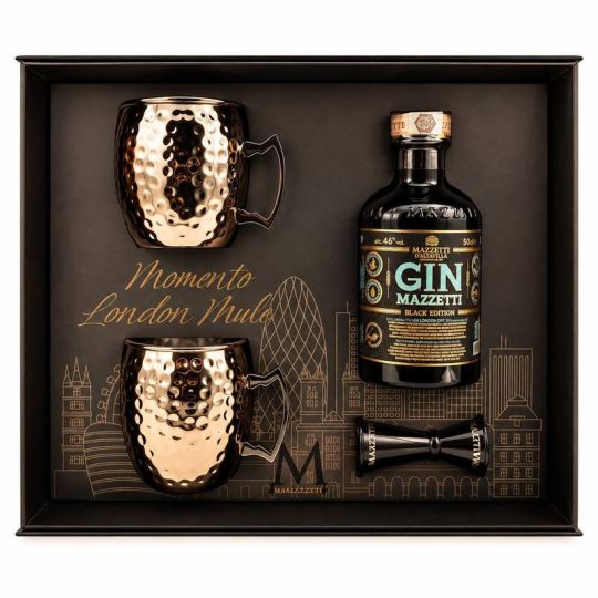 Mazzetti d'Altavilla - Kit Momento London Mule Tasting Experience con Gin Black Edition + 2 Calici London Mule + Jigger