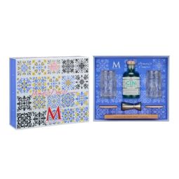 Mazzetti d'Altavilla - London Dry Gin Mazzetti + 2 Tumbler Tiki + Jigger + Cannucce metallo "Momento Creativo" 0,50 lt. Maioliche Edition -