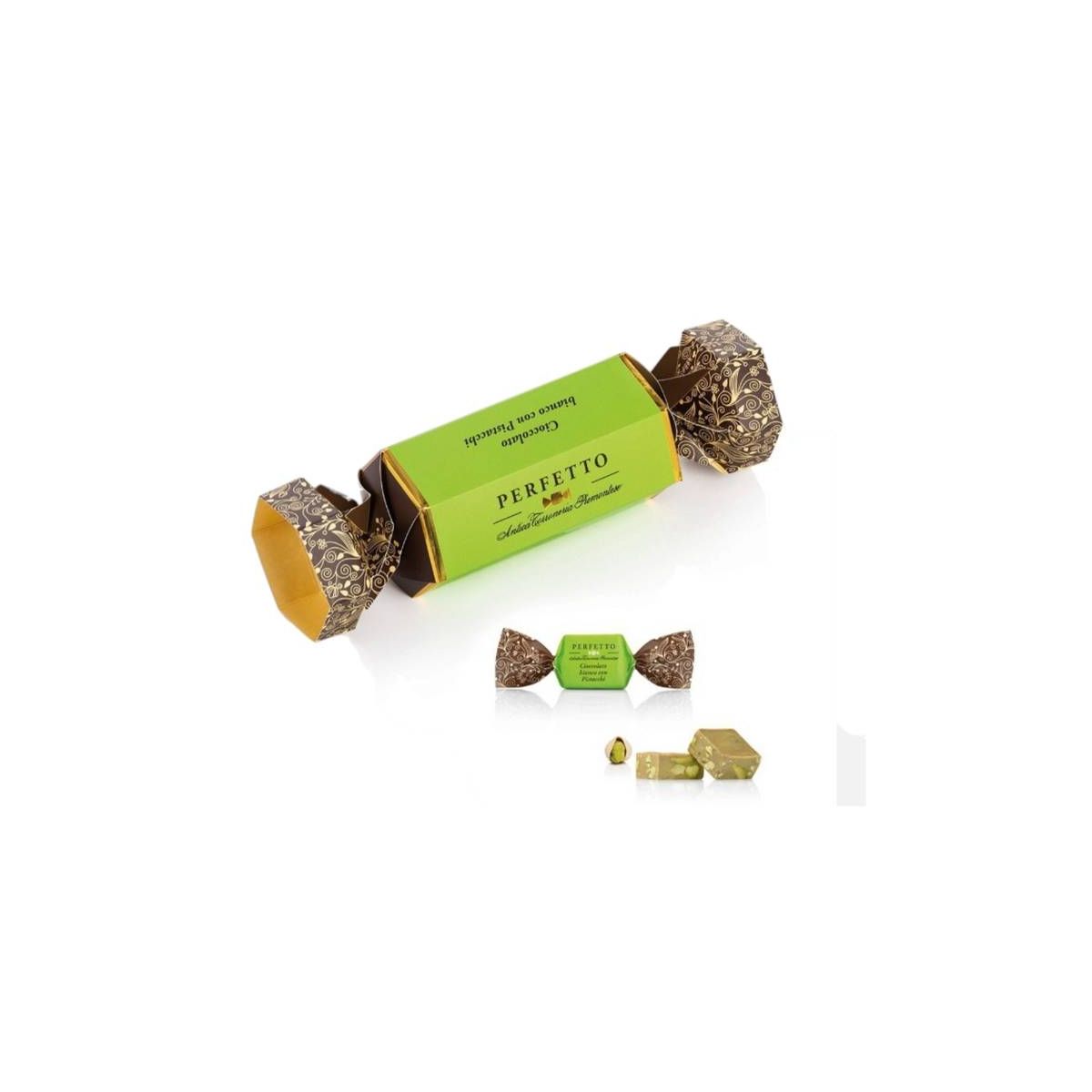Antica Torroneria Piemontese - Praline di Cioccolato Bianco con Pistacchi Perfetto Candy 100 gr.