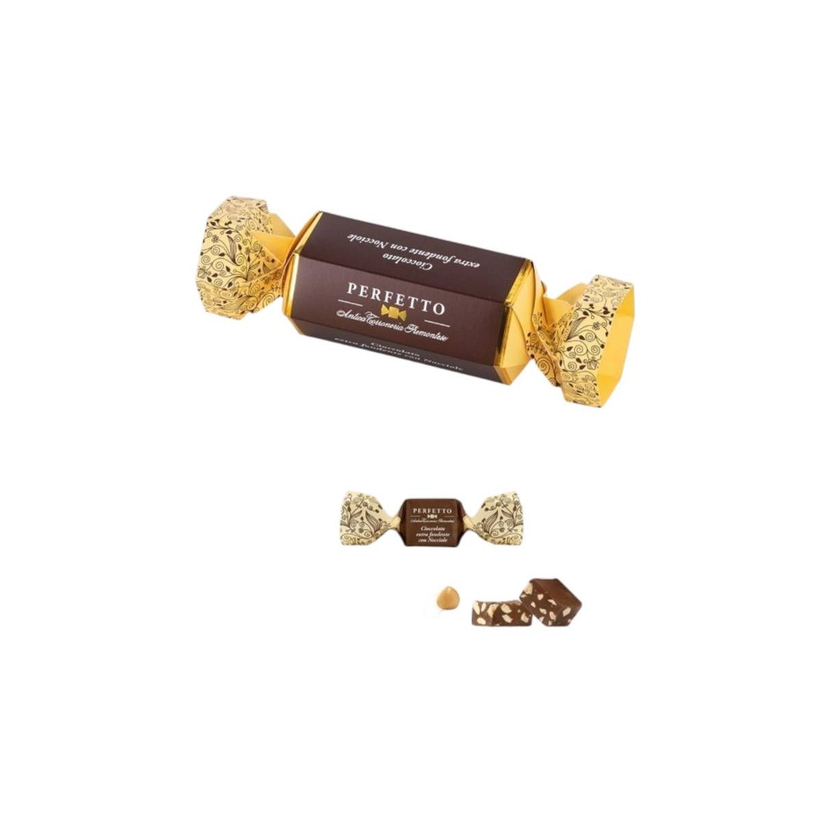 Antica Torroneria Piemontese - Praline di Cioccolato Extra Fondente con Nocciole "Perfetto Candy" 100 gr. - Enoteca Bevi Bene