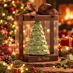 La Perla Cioccolato di Torino - Albero di Natale di Cioccolato Bianco e Pistacchio Salato 250 gr.