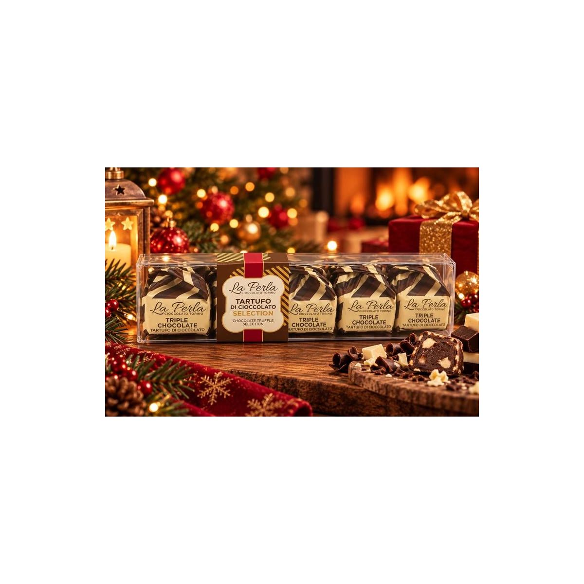 La Perla Cioccolato di Torino - Tartufi di cioccolato Selection I Cinque Triple Chocolate con Nocciola 70 gr.