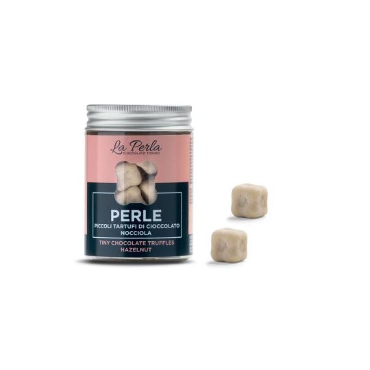 La Perla Cioccolato di Torino - Perle Nocciola. Piccoli Tartufi di Cioccolato bianco con Nocciola 50 gr.