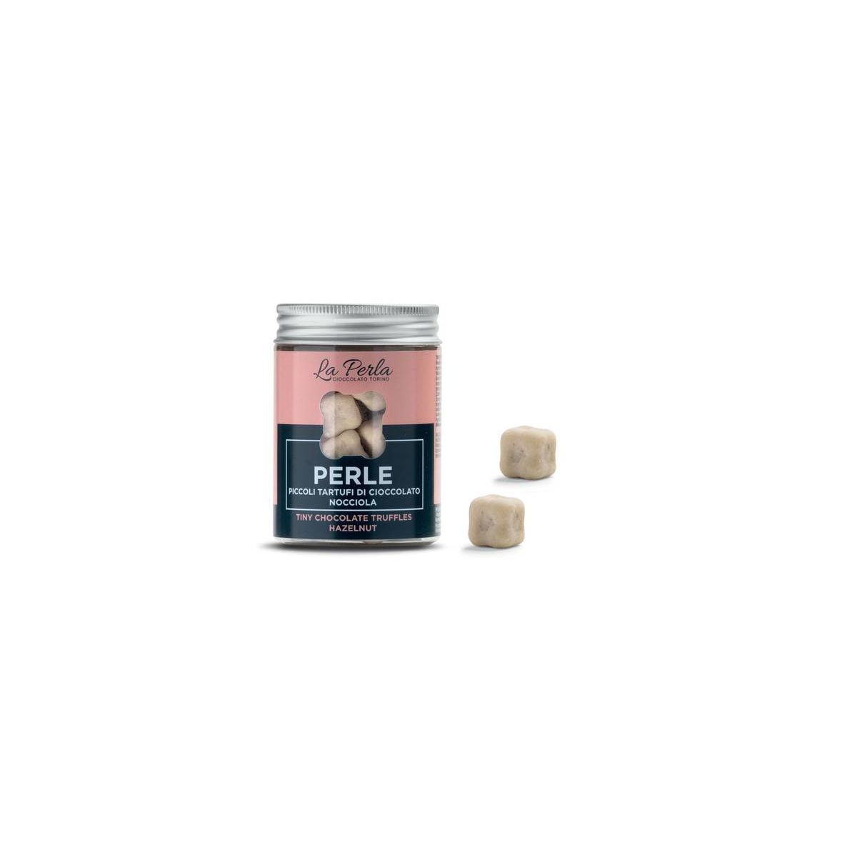 La Perla Cioccolato di Torino - Perle Nocciola. Piccoli Tartufi di Cioccolato bianco con Nocciola 50 gr.