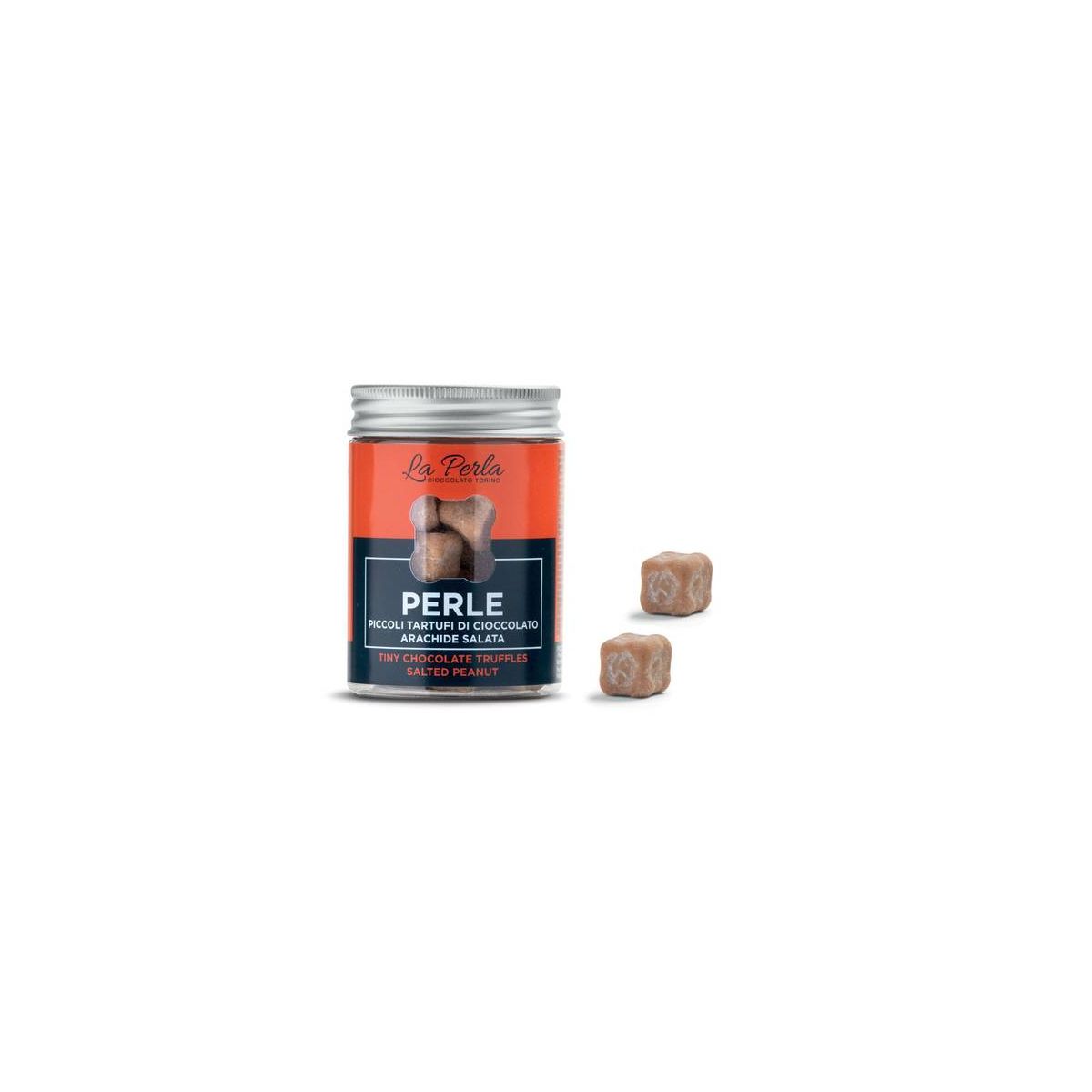 La Perla Cioccolato di Torino - Perle Arachide Salata. Piccoli Tartufi di cioccolato bianco al caramello 50 gr.