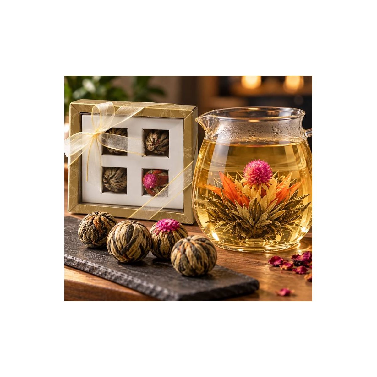 Meridiani Bouquet - Confezione Regalo 4 Blooming Teas / Nidi di The 28 gr. - Enoteca Bevi Bene