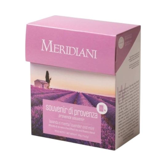 Meridiani Bouquet - Tisana Miscela di Tè Nero e Fiori Lavanda e Menta "Souvenir di Provenza" 15 bustine da 2 gr - Enoteca Bevi Bene