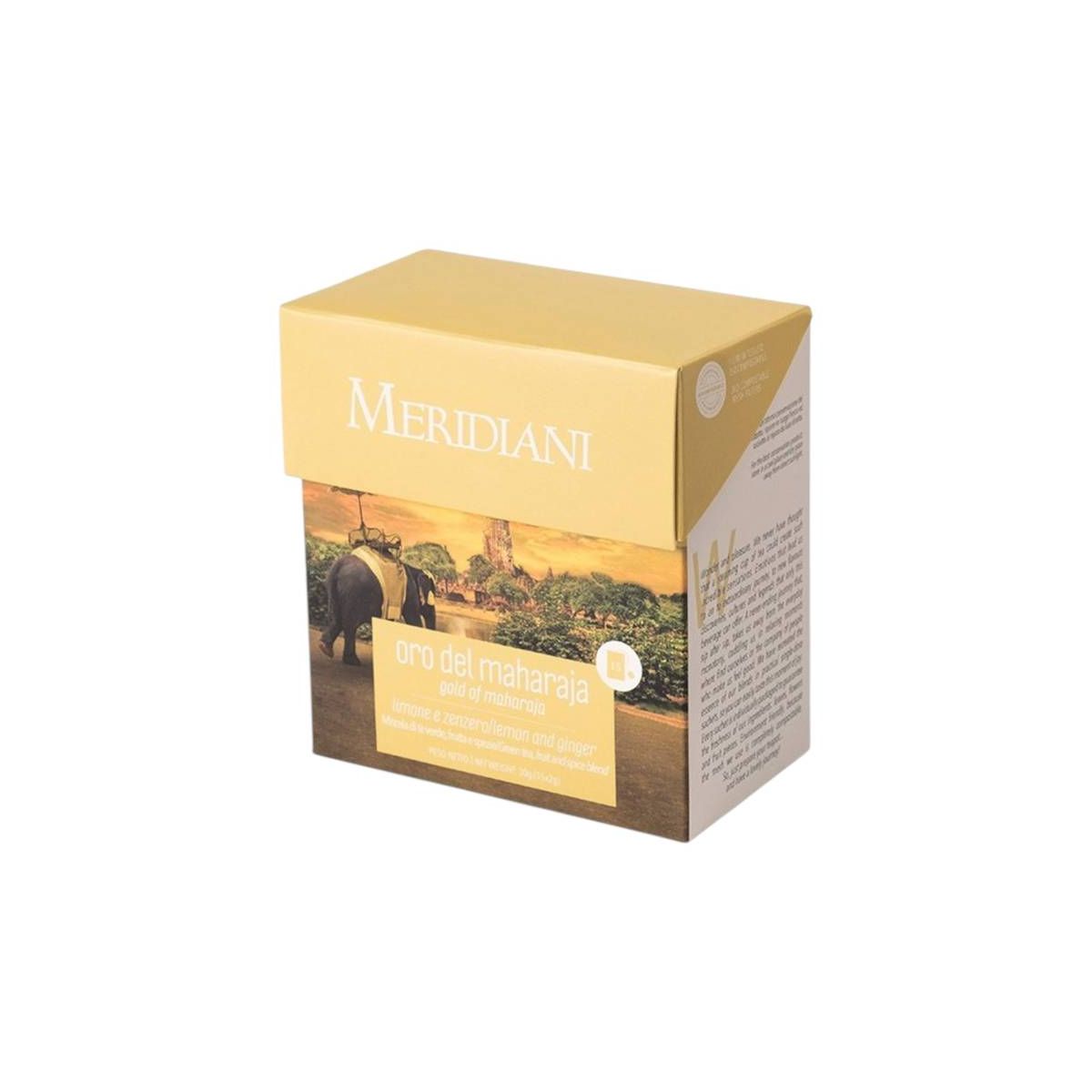 Meridiani Bouquet - Tisana Miscela di Tè Verde, Frutta e Spezie "Oro del Maharaja" 15 bustine da 2 gr - Enoteca Bevi Bene