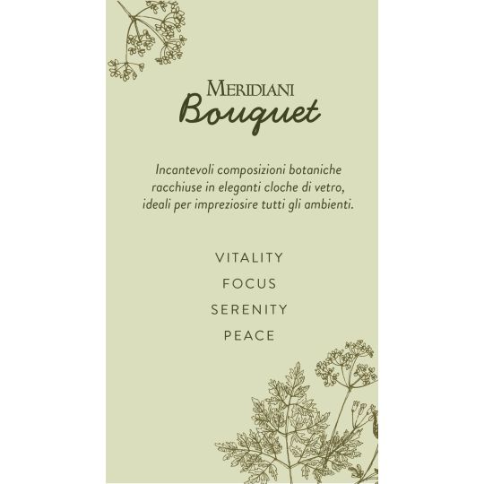 Meridiani Bouquet - Profumatore per ambiente Cloche Botanica con Olio Essenziale Focus
