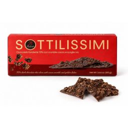 Bodrato - Tavoletta di Cioccolato Fondente con Crumble al Cacao e Scaglie d'Oro Sottilissimi 160 gr.