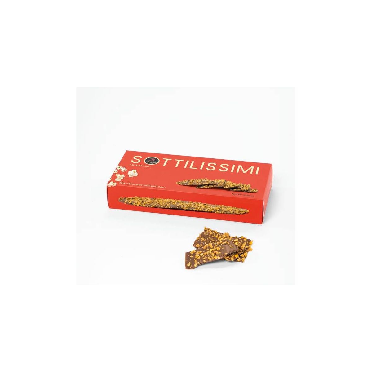 Bodrato - Tavoletta di Cioccolato al Latte con Pop Corn "Sottilissimi" 160 gr. - Enoteca Bevi Bene