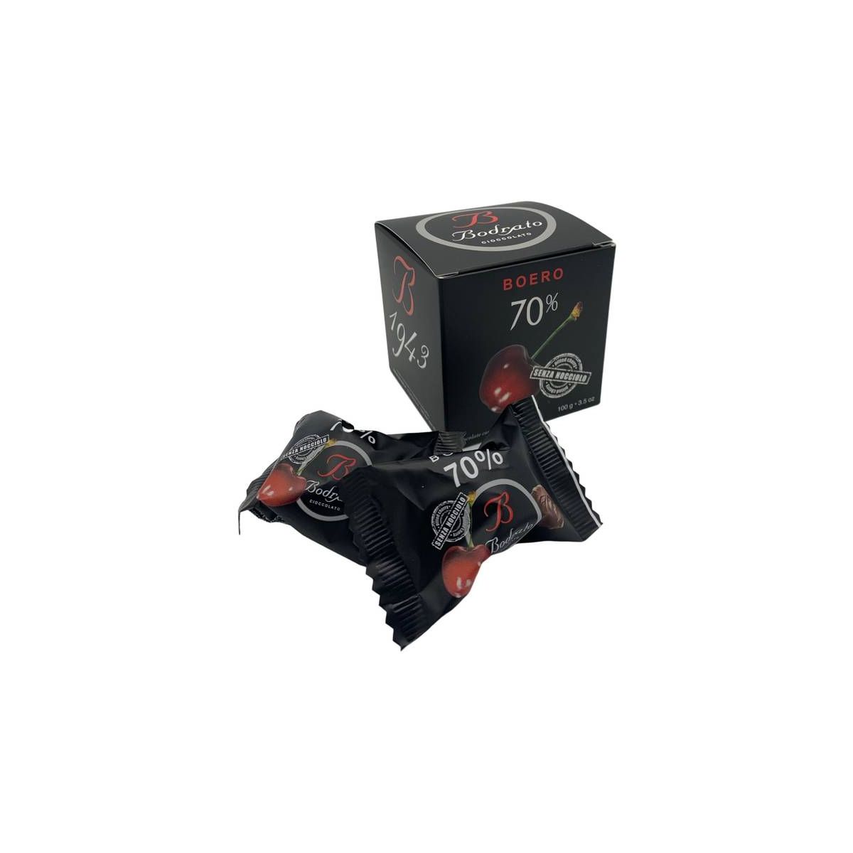 Bodrato - Cioccolatini Boeri Senza Nocciolo 70% Extra Fondente 100 gr. - Enoteca Bevi Bene